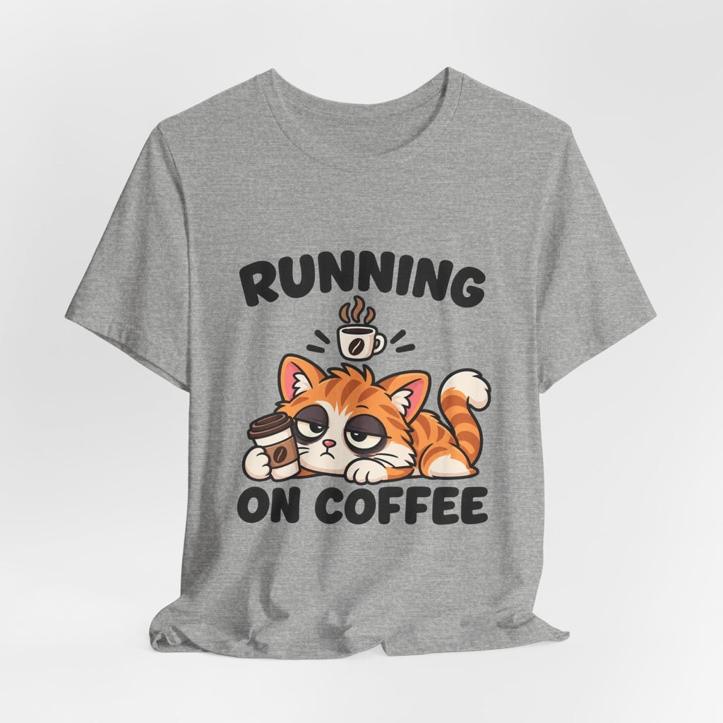 Running on Coffee Cat T-Shirt — Cute Lazy Cat Coffee Tee