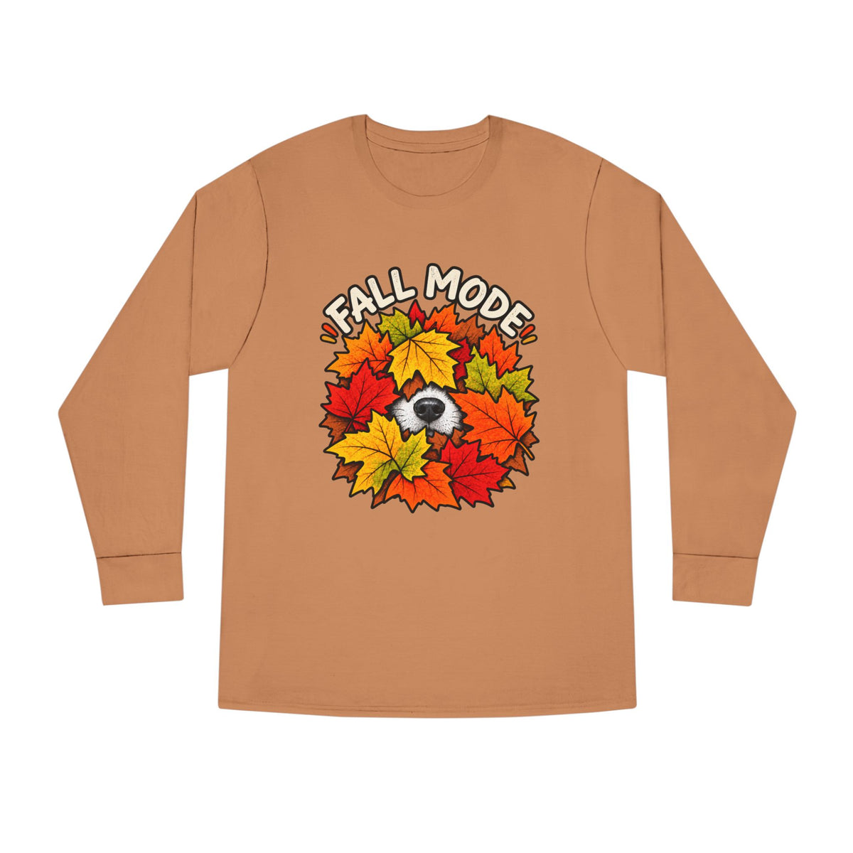 Fall Mode Long Sleeve Tee — Cute Sloth Hidden in Autumn Leaves