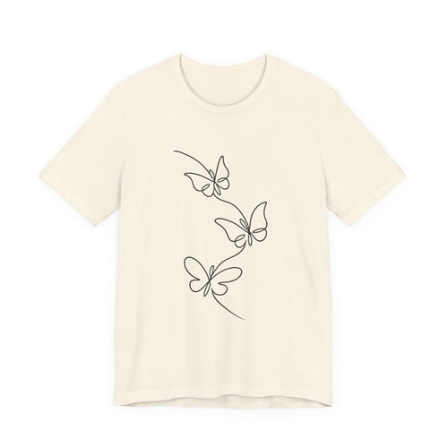 Butterfly Line Art Tee — Minimal Floral Butterfly T-Shirt