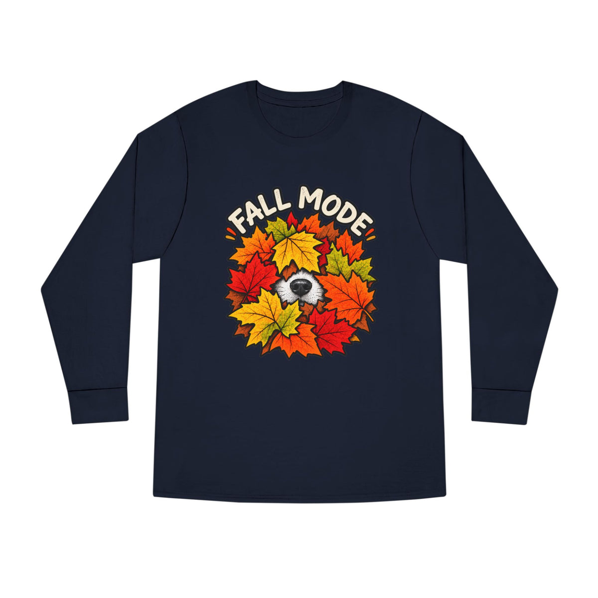 Fall Mode Long Sleeve Tee — Cute Sloth Hidden in Autumn Leaves