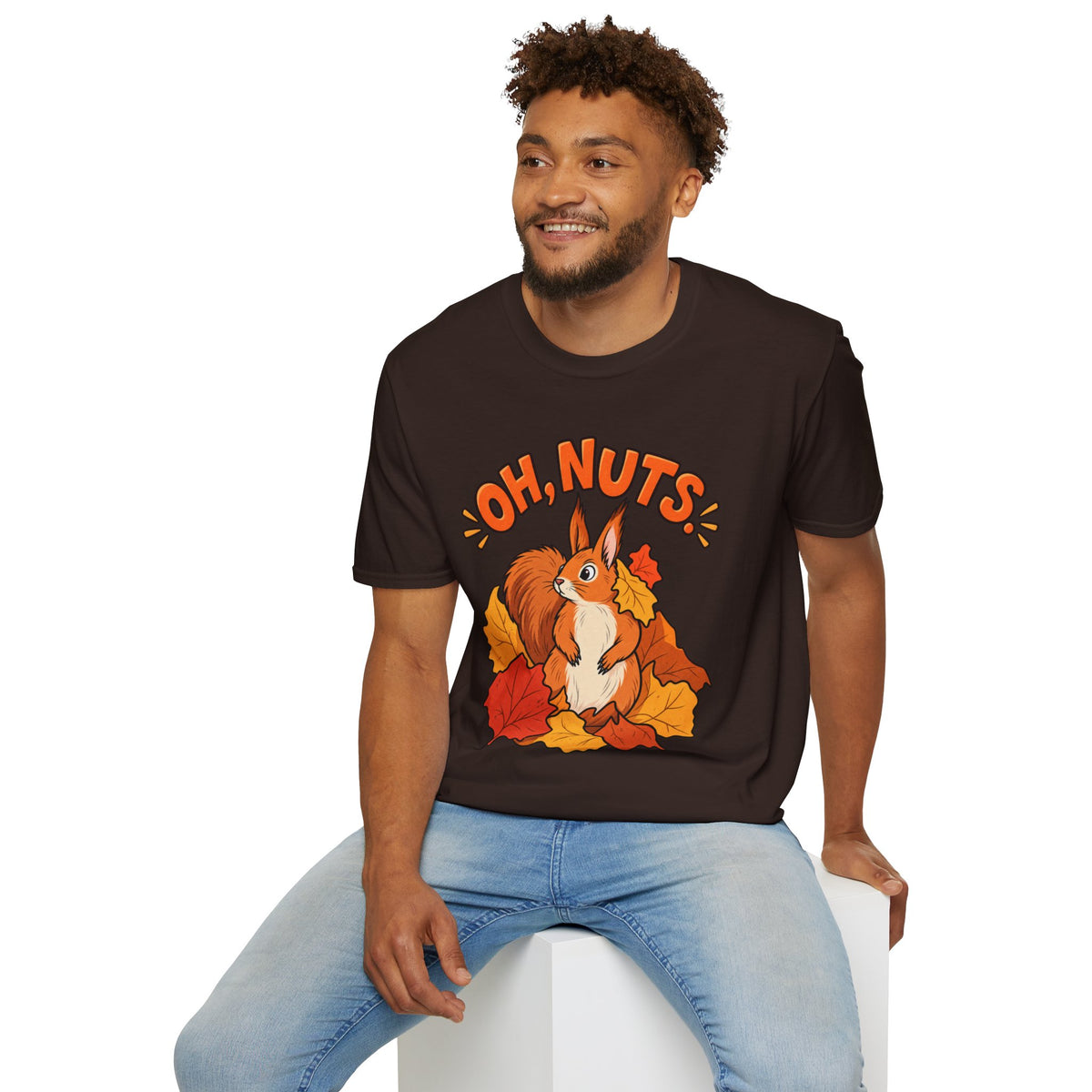 Oh, Nuts! Squirrel Tee — Cute Autumn Leaves Graphic T-Shirt