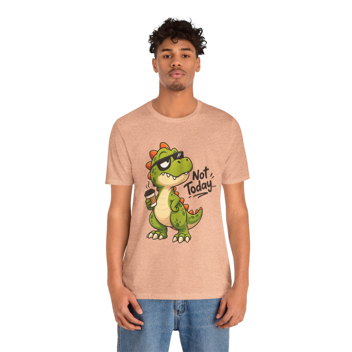 Not Today Dinosaur T‑Shirt — Funny Coffee Dino Graphic Tee