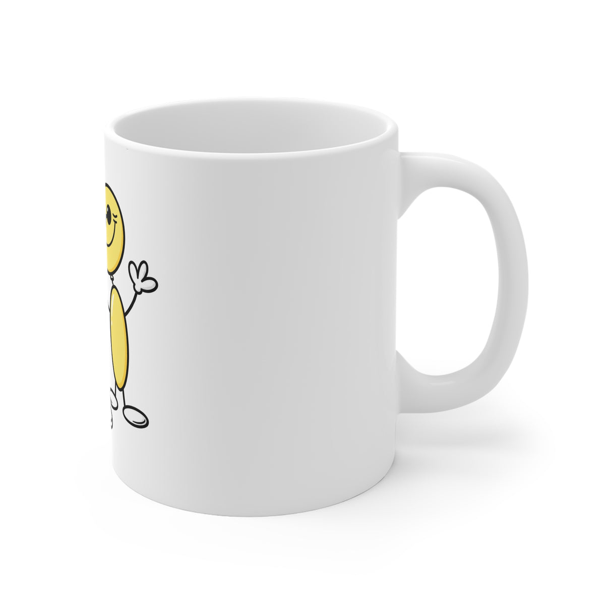 Happy Yellow Characters Coffee Mug – Cute Smiley Cartoon 11oz Ceramic Mug