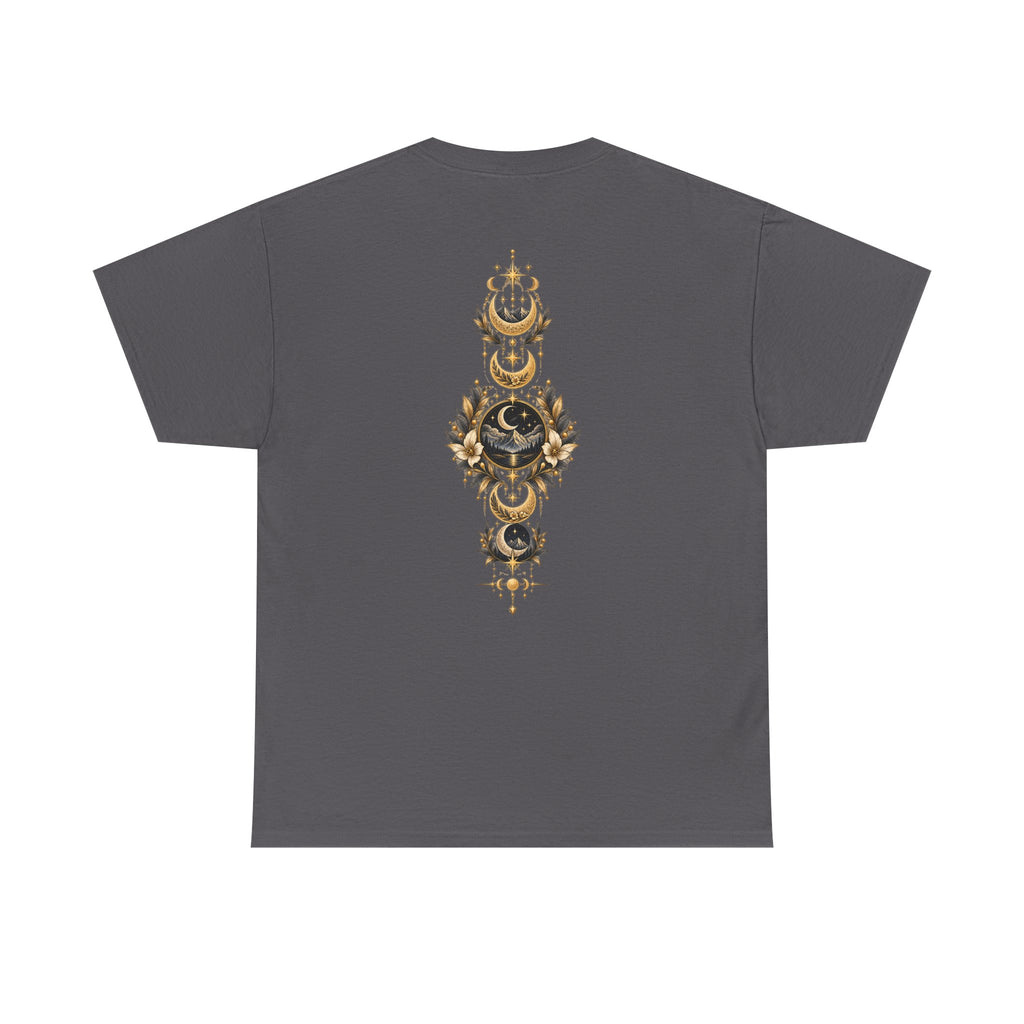 Lunaris Crescent Moon Mountain T‑Shirt — Vintage Celestial Graphic Tee