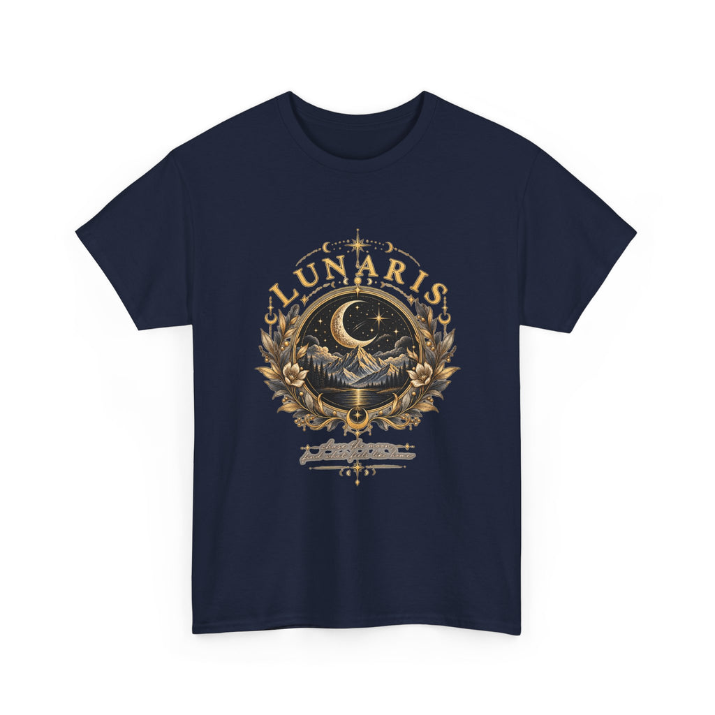 Lunaris Crescent Moon Mountain T‑Shirt — Vintage Celestial Graphic Tee