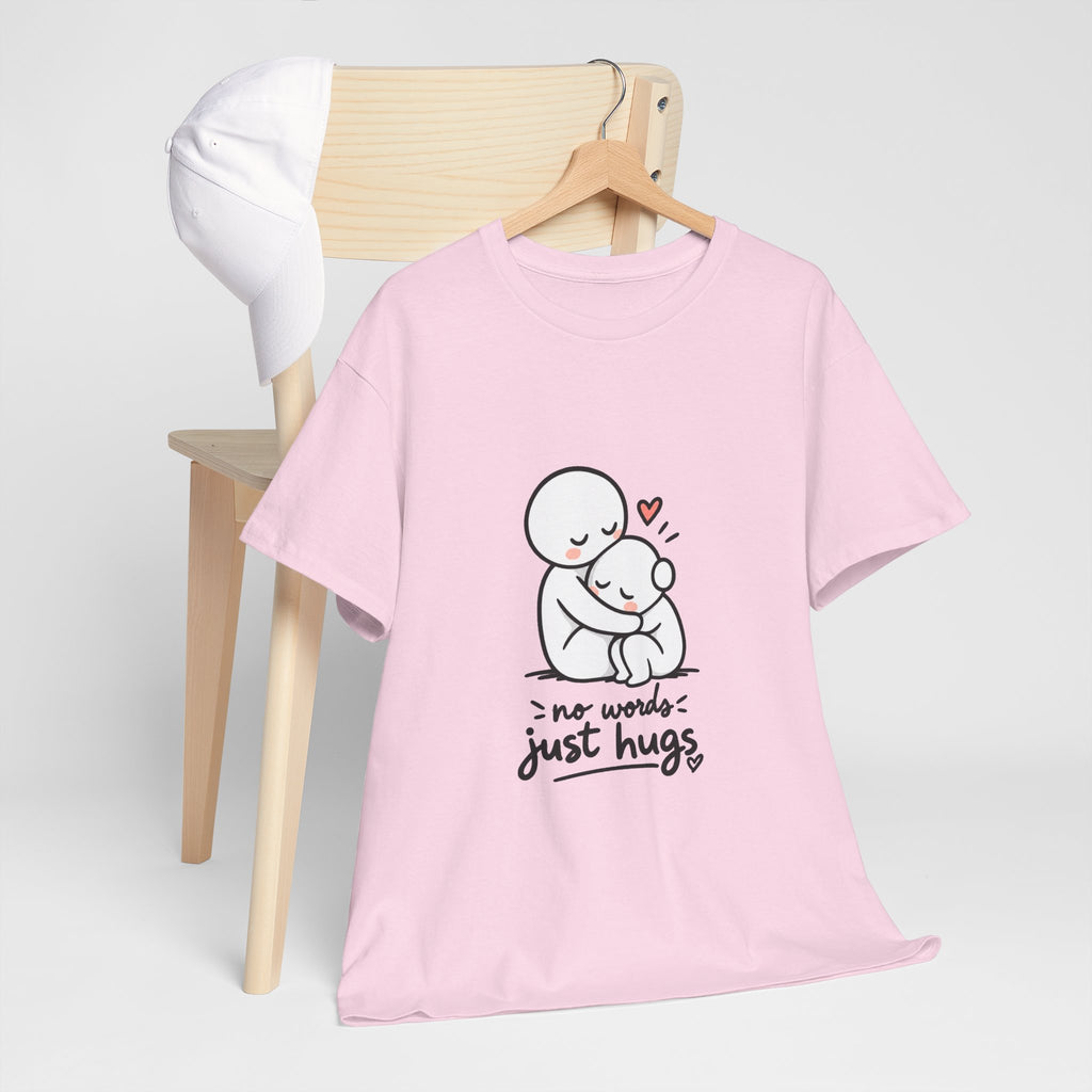 T-Shirt — "No Words, Just Hugs" Cute Hugging Couple Graphic Tee