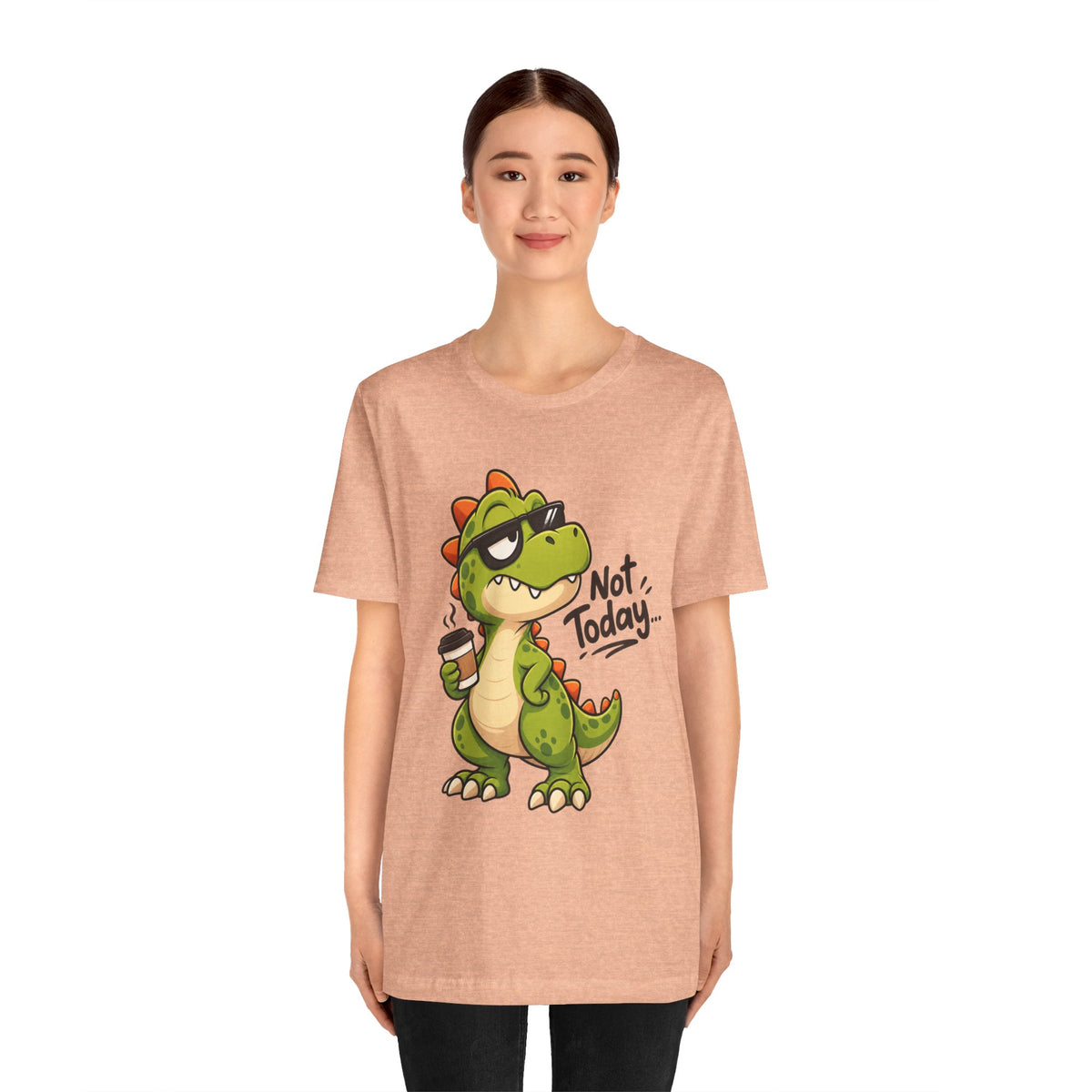 Not Today Dinosaur T‑Shirt — Funny Coffee Dino Graphic Tee