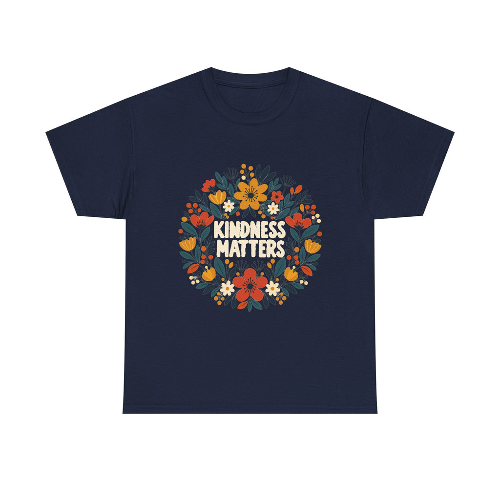 Floral Kindness Tee — 'Kindness Matters' Wreath Cotton T-Shirt