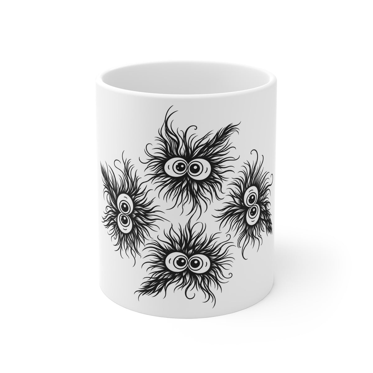 Mug — Quirky Fuzzy Monster Eyes 11oz Ceramic Coffee Cup