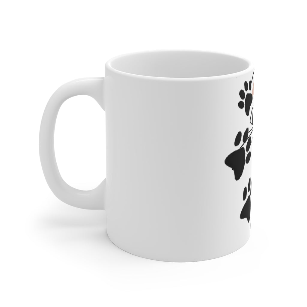 Cat Paw Print Mug — Cute Curious Cat Coffee Cup