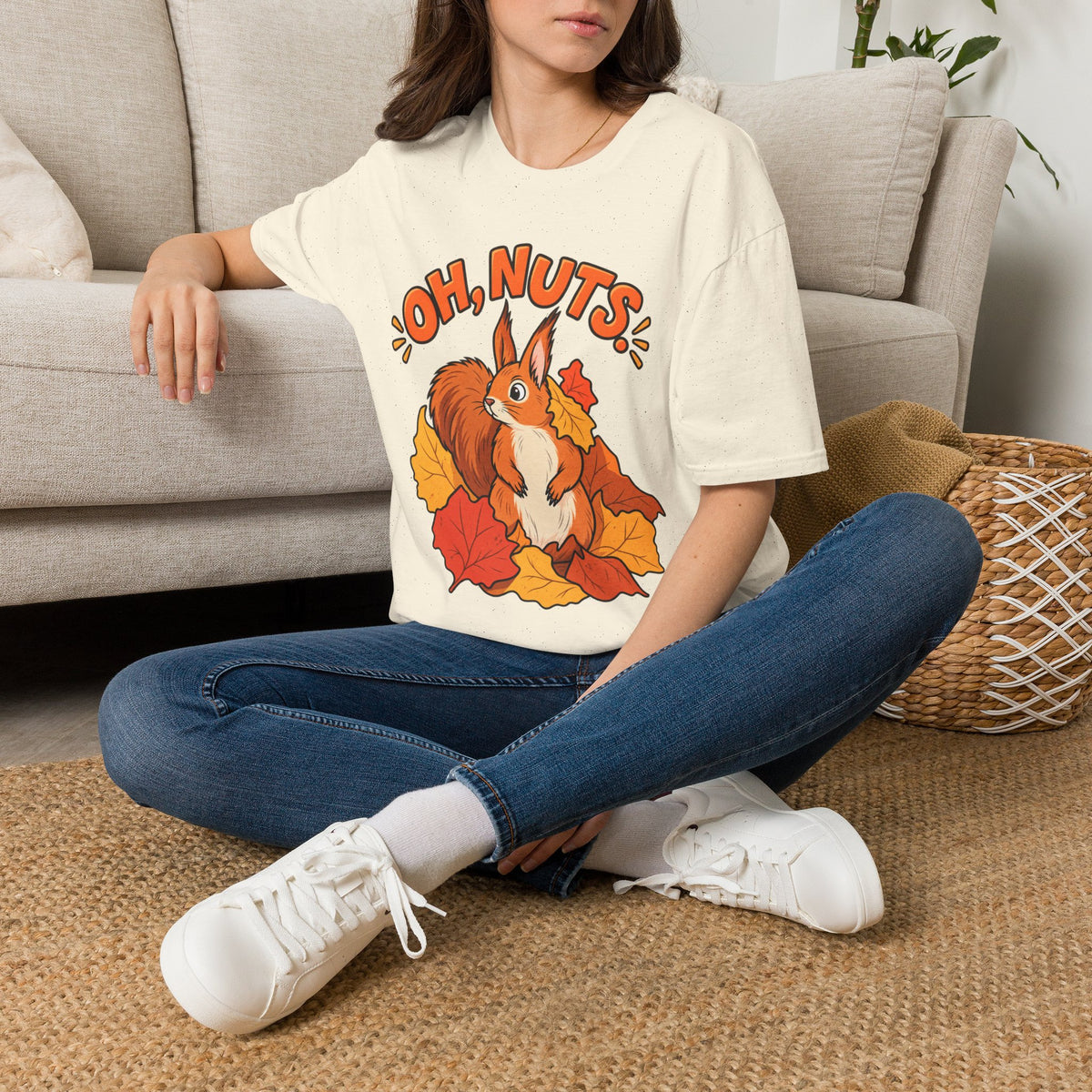 Oh, Nuts! Squirrel Tee — Cute Autumn Leaves Graphic T-Shirt