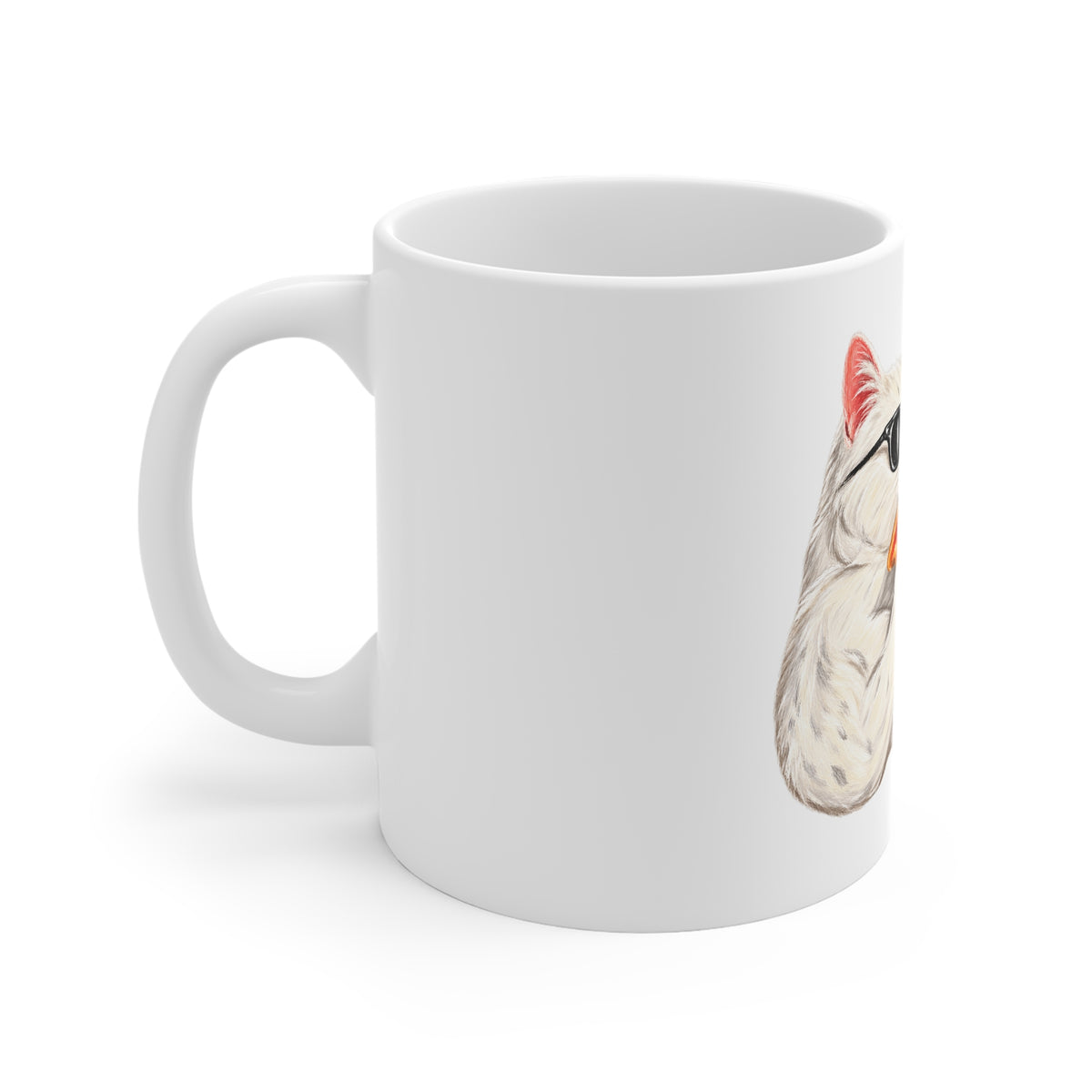 Cat Eating Pizza Mug — Funny Cool Cat with Sunglasses Coffee Cup