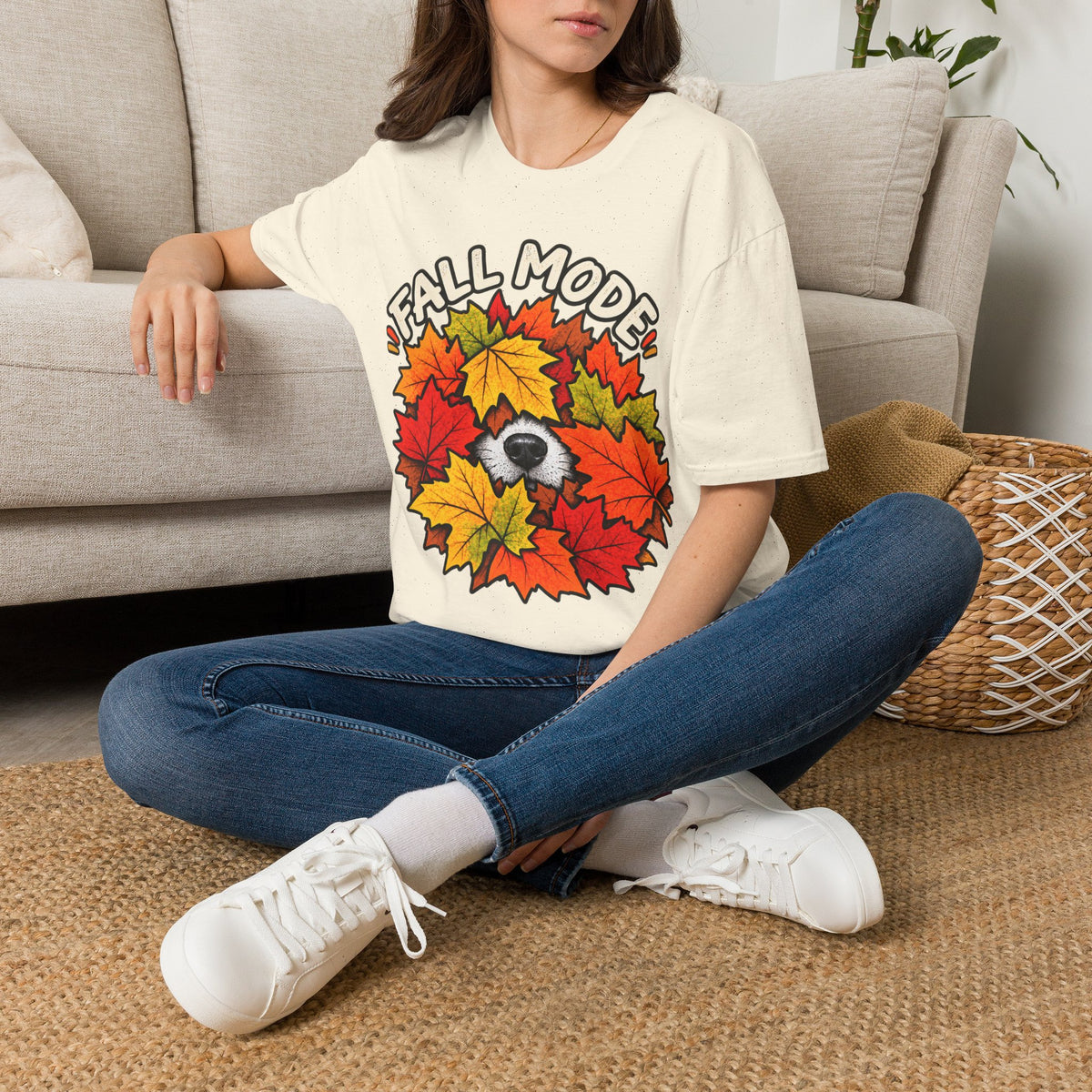 Fall Mode T-Shirt — Cute Bear Hidden in Autumn Leaves