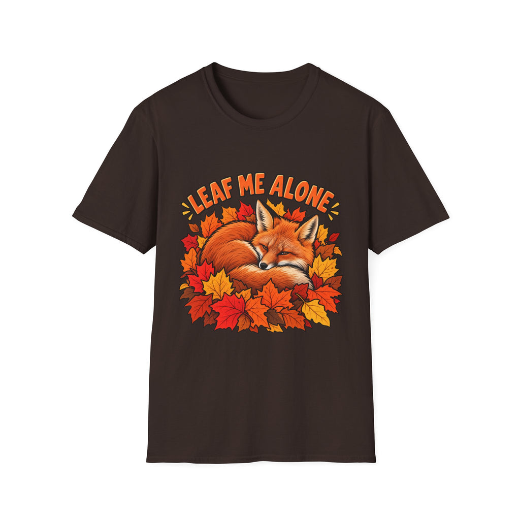 T-Shirt — "Leaf Me Alone" Sleeping Fox Autumn Tee