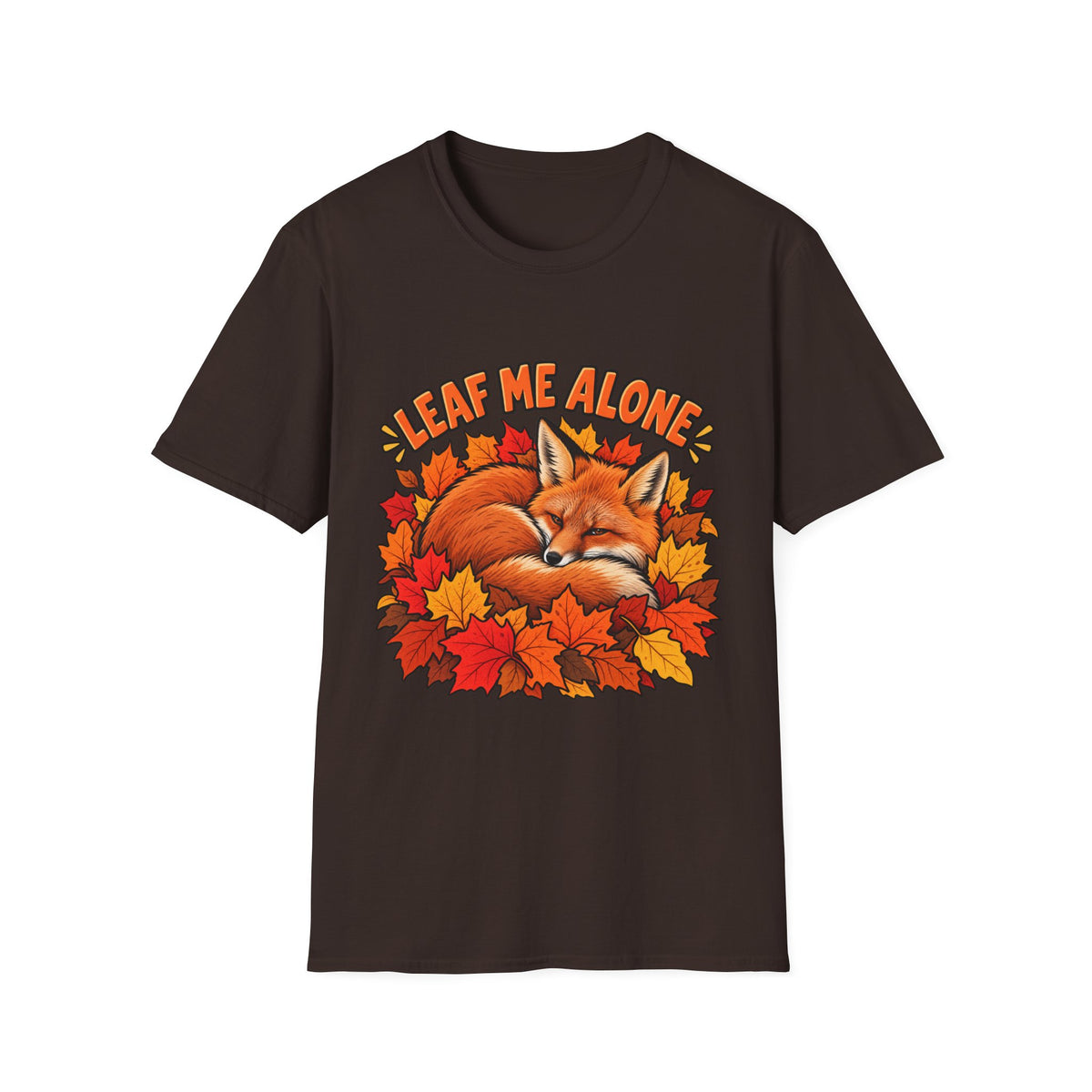 T-Shirt — "Leaf Me Alone" Sleeping Fox Autumn Tee