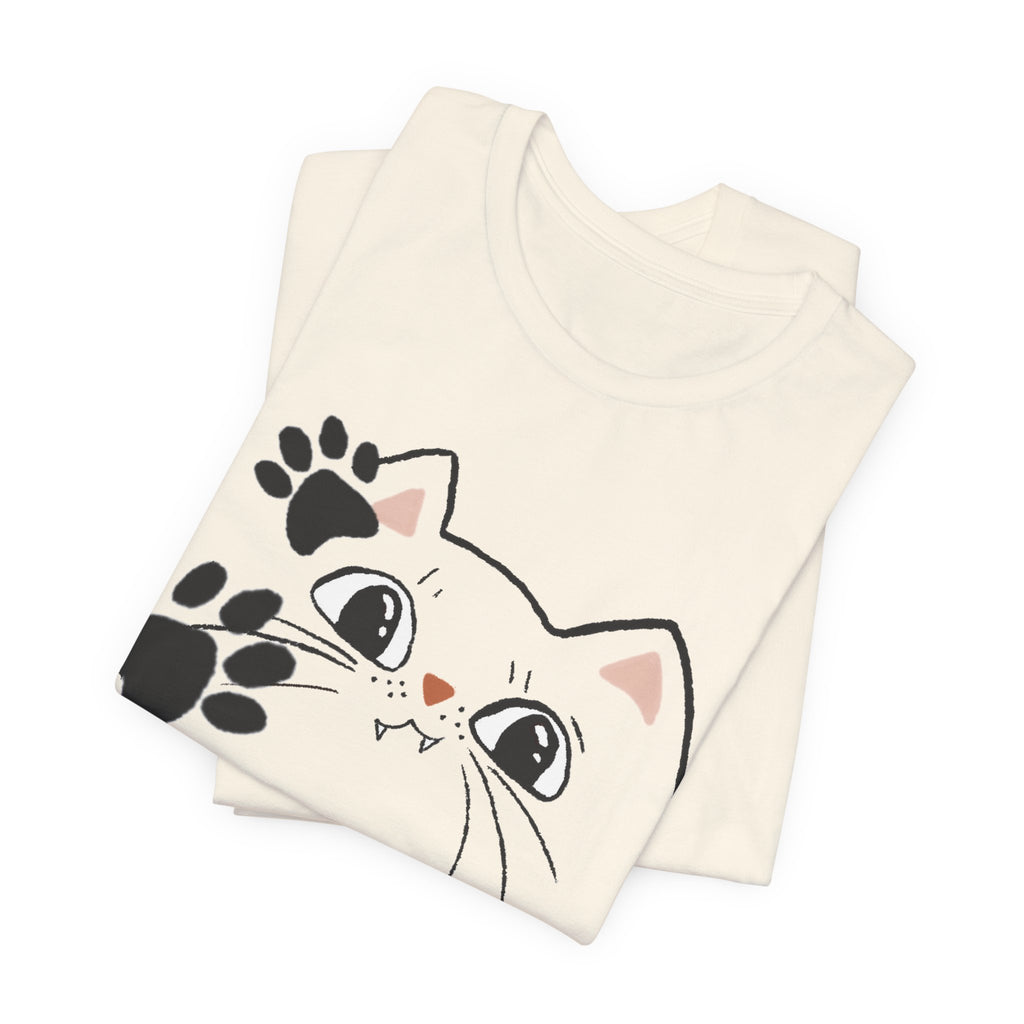 Cute Cat Paw Heart T-Shirt — Whimsical Kitty Face Tee for Cat Lovers