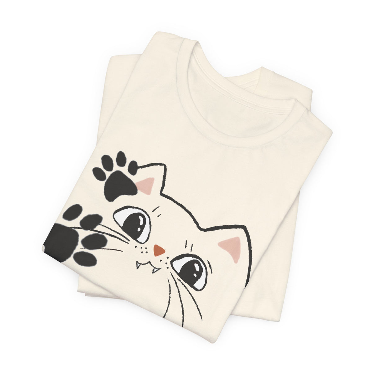 Cute Cat Paw Heart T-Shirt — Whimsical Kitty Face Tee for Cat Lovers
