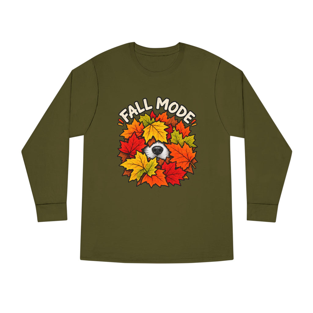 Fall Mode Long Sleeve Tee — Cute Sloth Hidden in Autumn Leaves