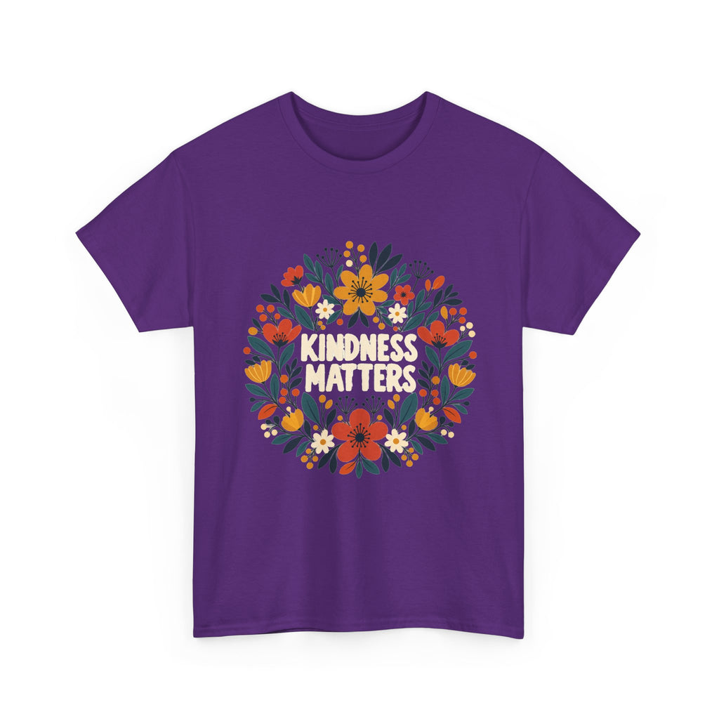 Floral Kindness Tee — 'Kindness Matters' Wreath Cotton T-Shirt