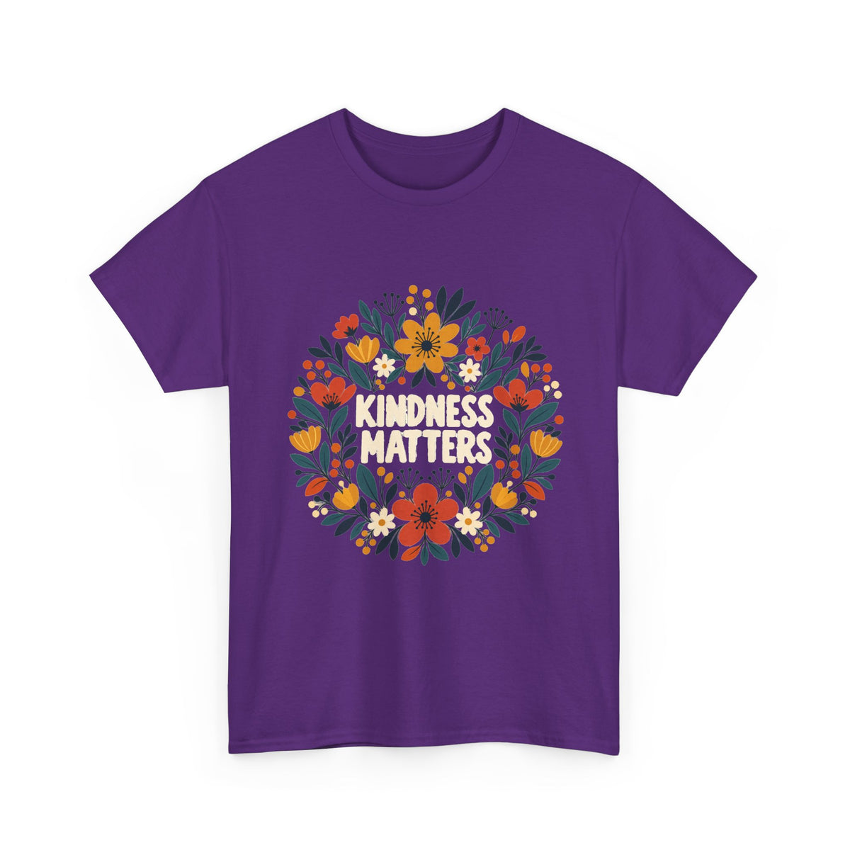 Floral Kindness Tee — 'Kindness Matters' Wreath Cotton T-Shirt