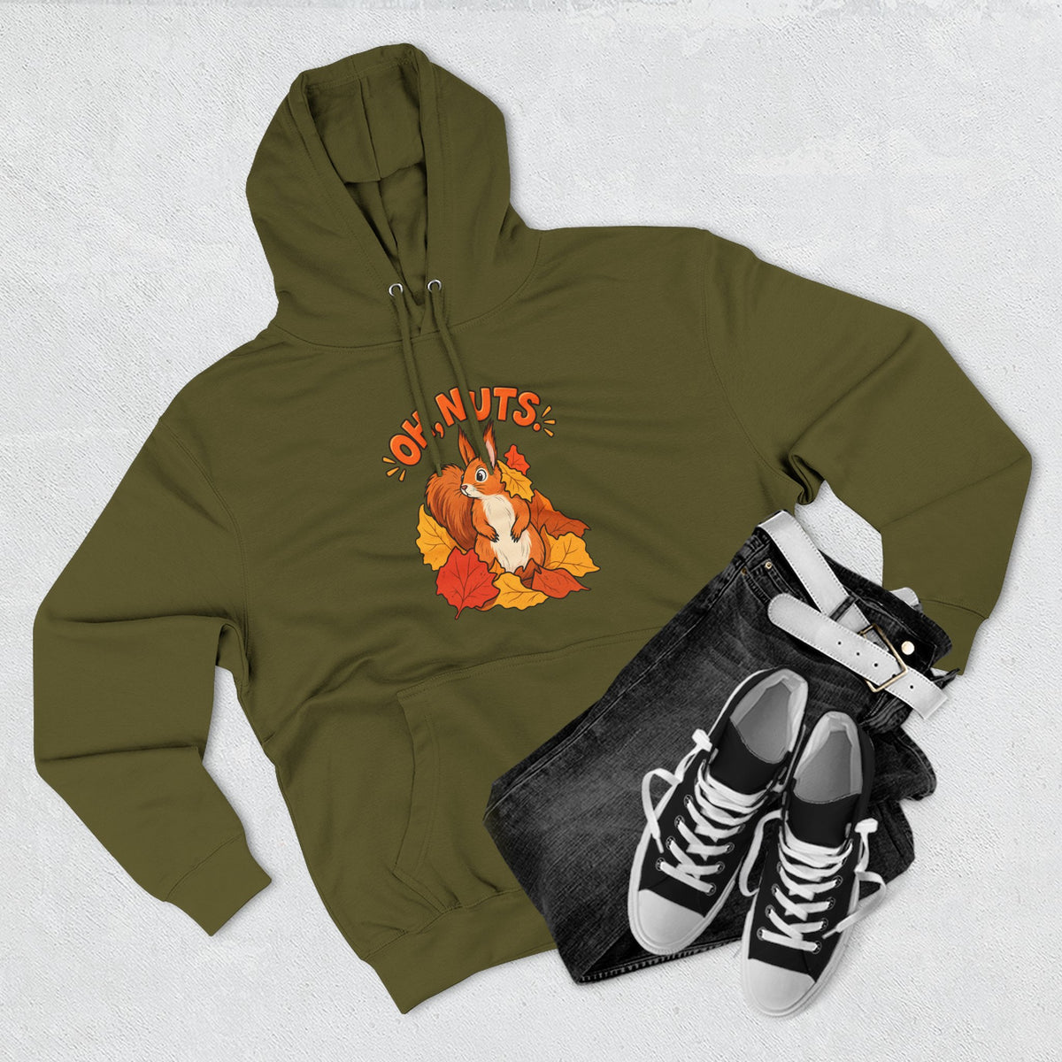 Autumn Squirrel Hoodie – “Oh Nuts” Fall Graphic Pullover