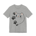 Cute Cat Paw Heart T-Shirt — Whimsical Kitty Face Tee for Cat Lovers