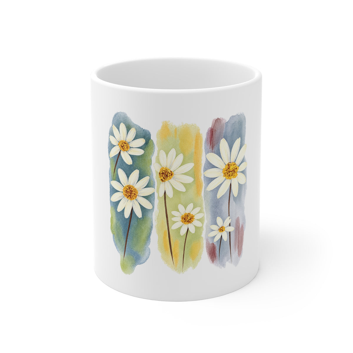 Daisy Watercolor Mug — Floral 11oz Ceramic Coffee Cup