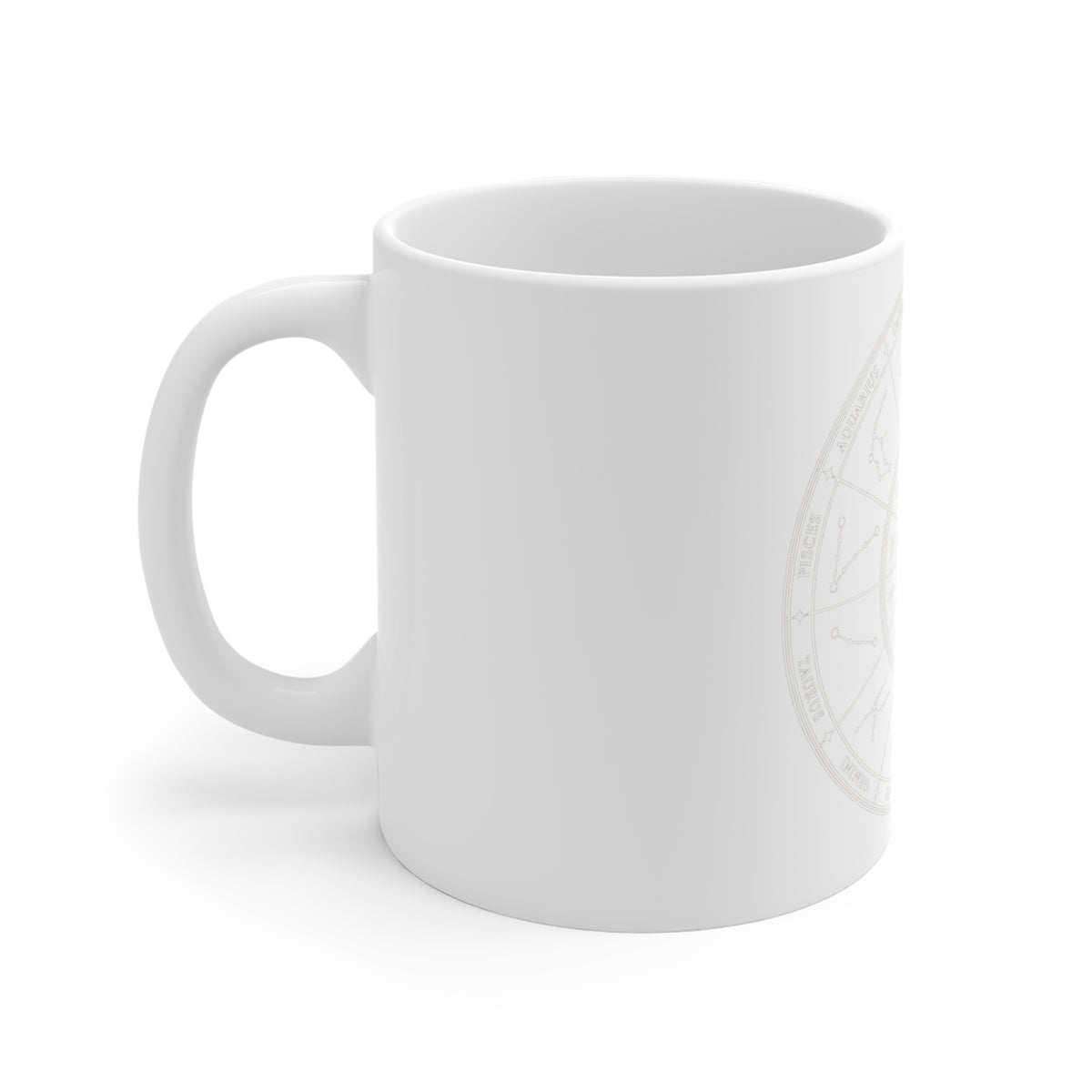Zodiac Wheel 11oz White Mug — Subtle Astrology Horoscope Coffee Cup