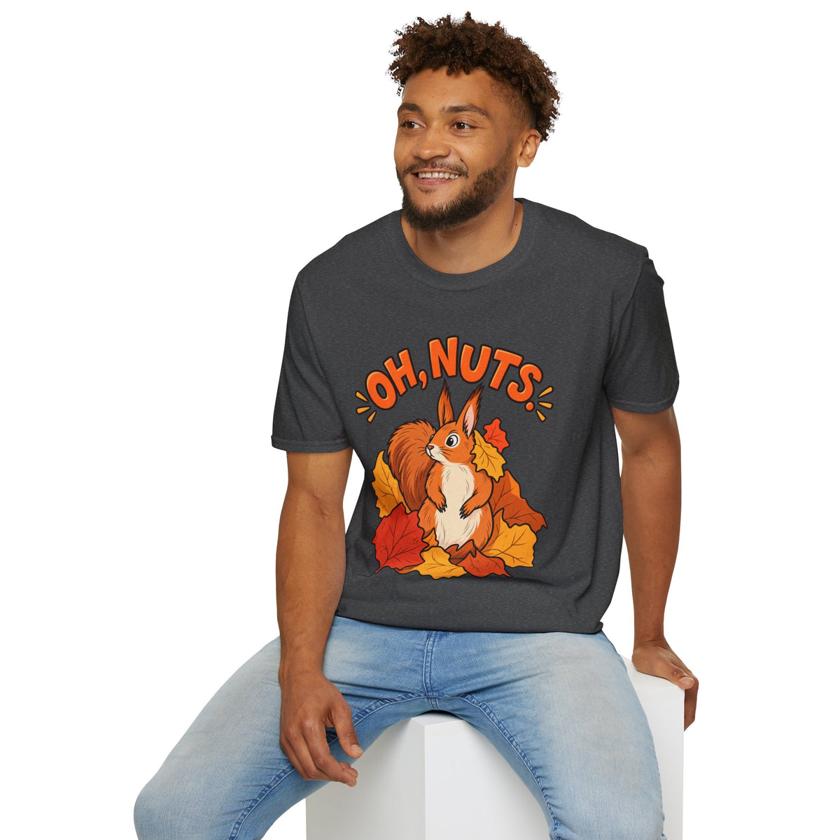 Oh, Nuts! Squirrel Tee — Cute Autumn Leaves Graphic T-Shirt