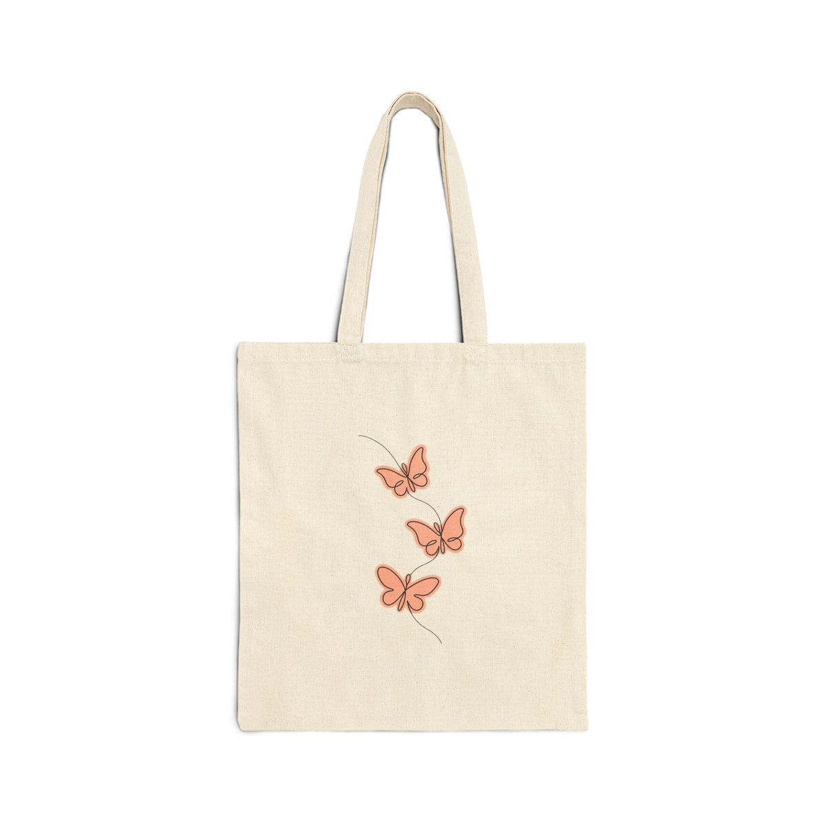 Butterfly Trio Canvas Tote Bag — Cute Peach Butterfly Cotton Market Tote