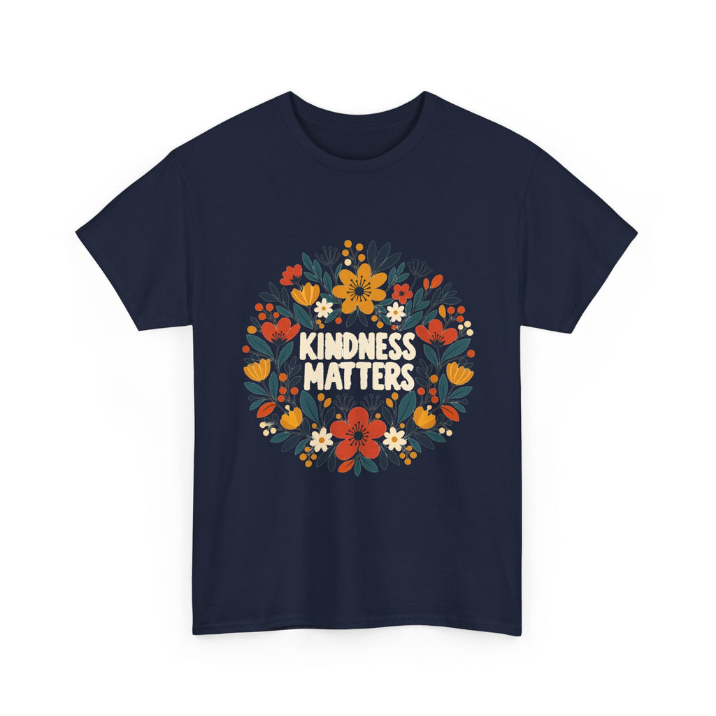 Floral Kindness Tee — 'Kindness Matters' Wreath Cotton T-Shirt