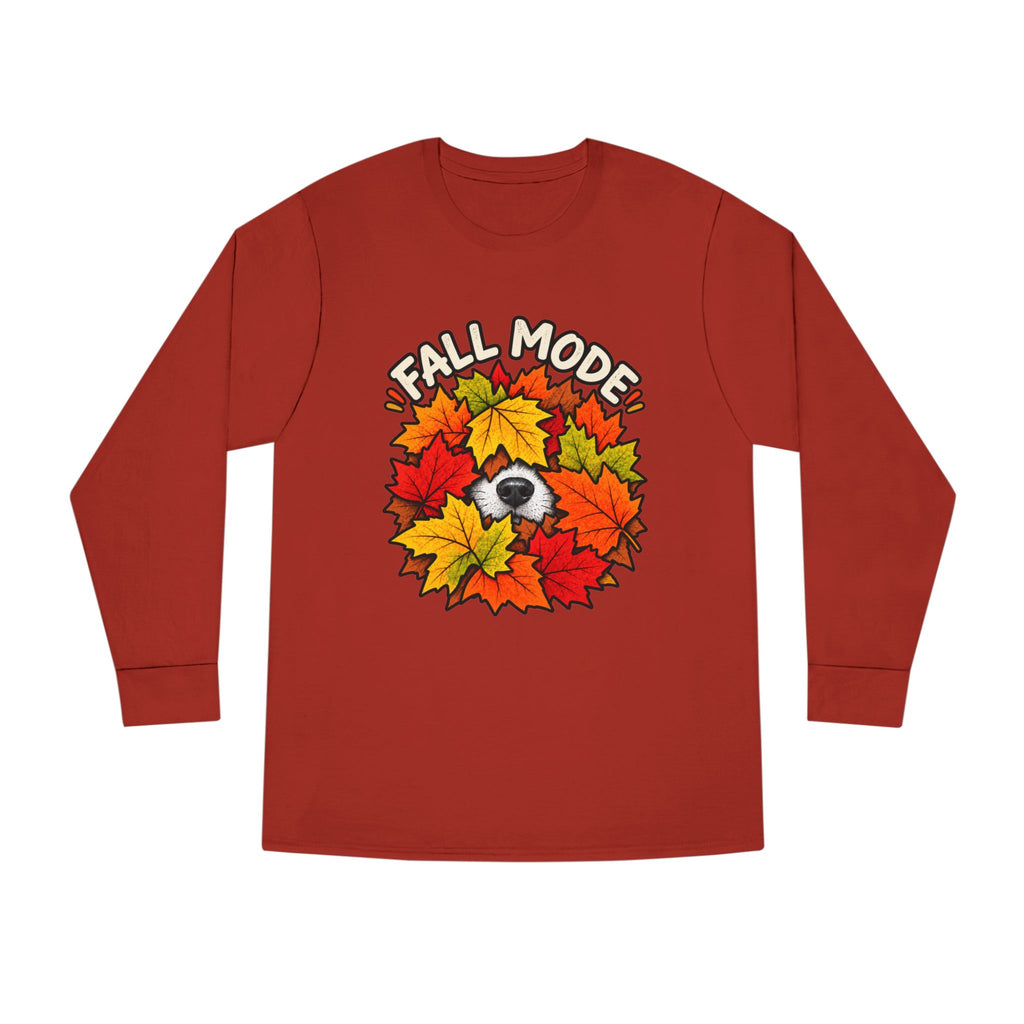 Fall Mode Long Sleeve Tee — Cute Sloth Hidden in Autumn Leaves