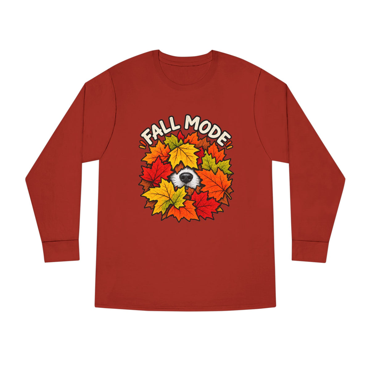 Fall Mode Long Sleeve Tee — Cute Sloth Hidden in Autumn Leaves