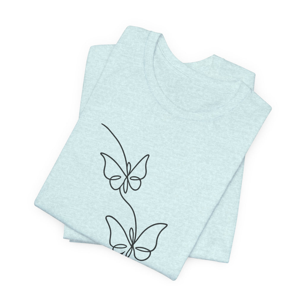 Butterfly Line Art Tee — Minimal Floral Butterfly T-Shirt