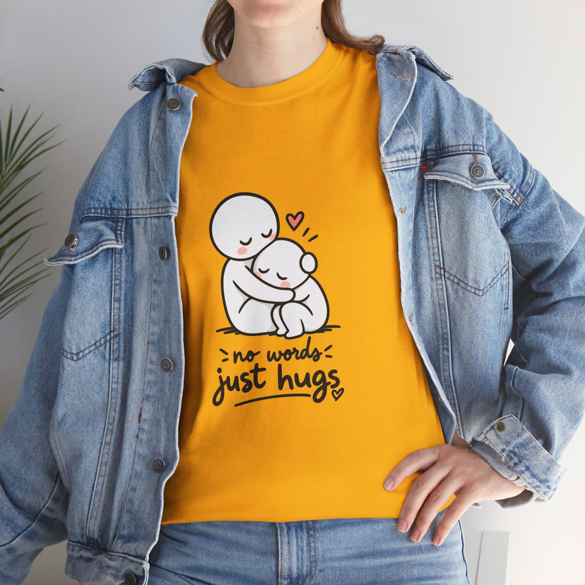 T-Shirt — "No Words, Just Hugs" Cute Hugging Couple Graphic Tee