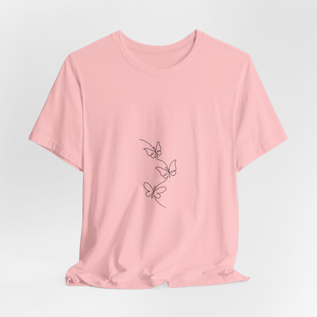 Butterfly Line Art Tee — Minimalist Three-Butterfly Graphic T-Shirt