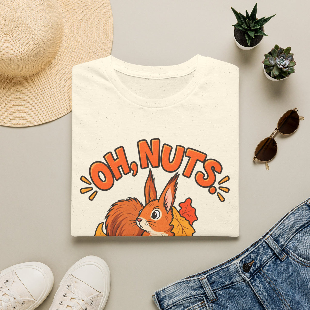 Oh, Nuts! Squirrel Tee — Cute Autumn Leaves Graphic T-Shirt