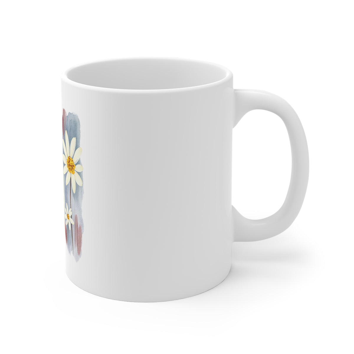 Daisy Watercolor Mug — Floral 11oz Ceramic Coffee Cup