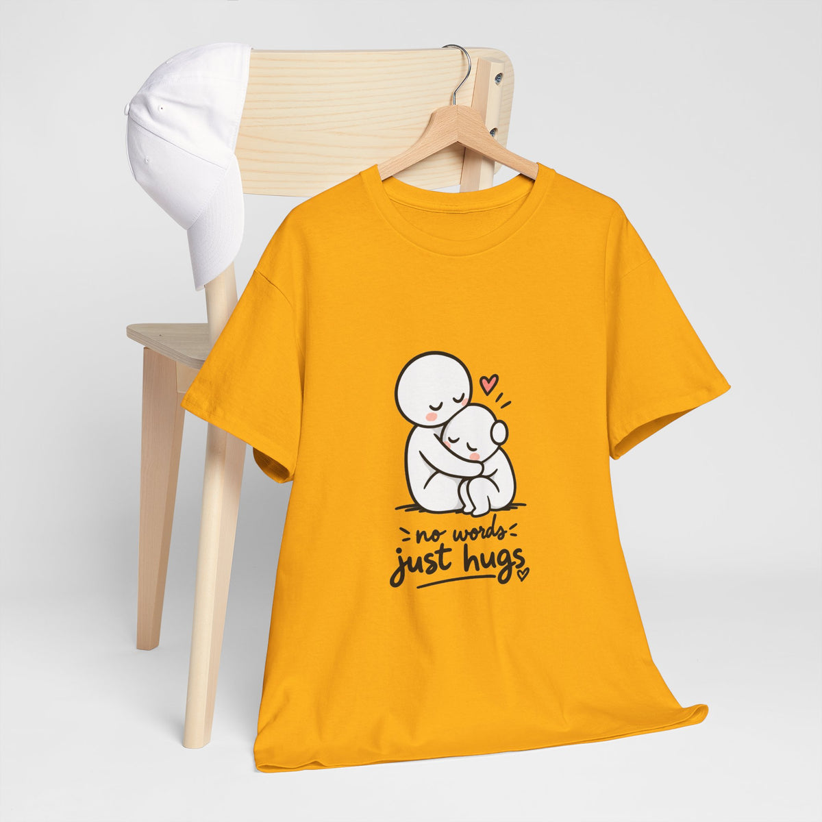 T-Shirt — "No Words, Just Hugs" Cute Hugging Couple Graphic Tee
