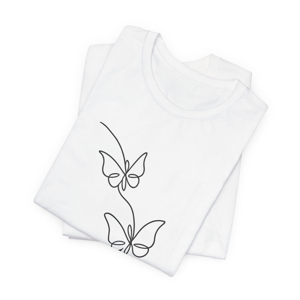 Butterfly Line Art Tee — Minimal Floral Butterfly T-Shirt