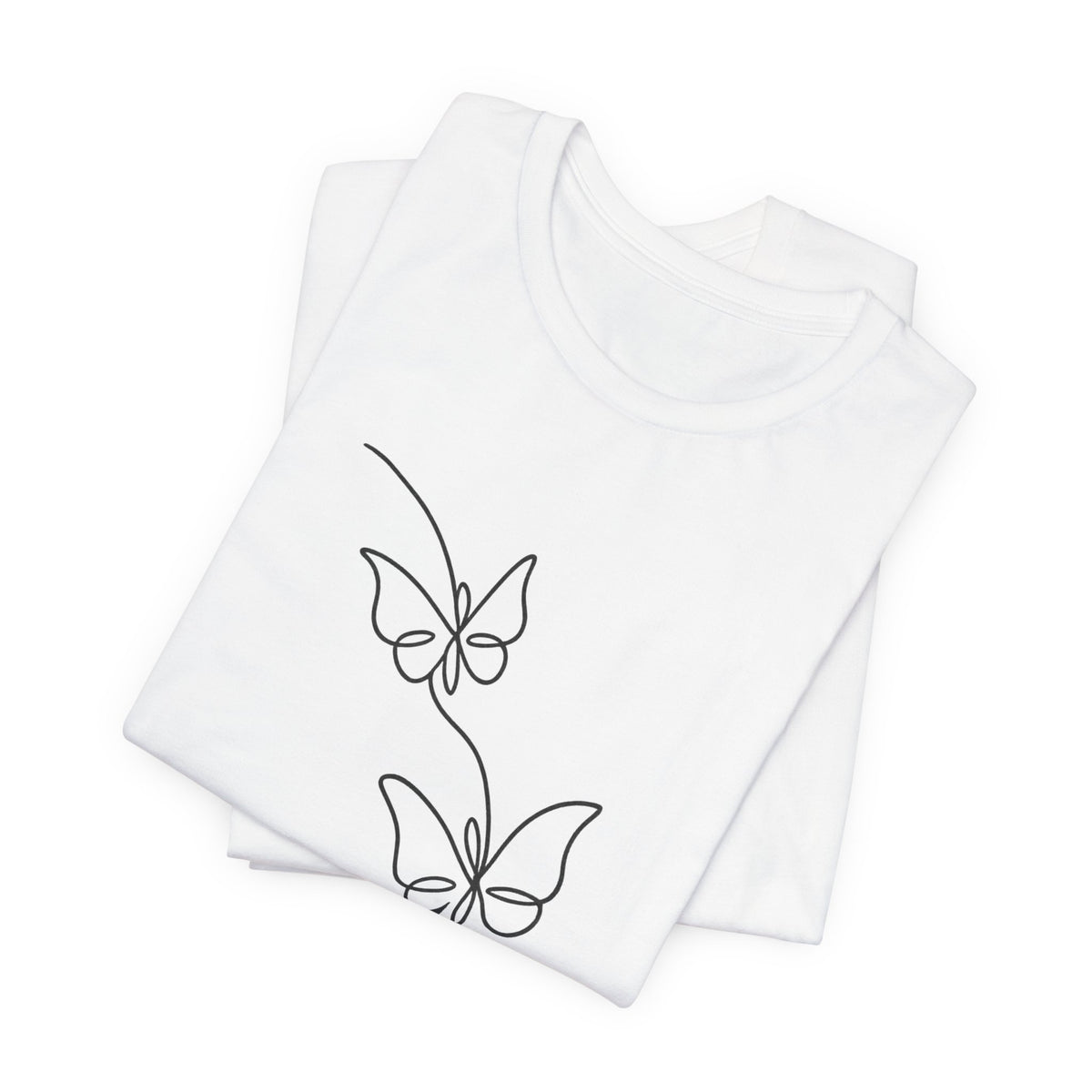Butterfly Line Art Tee — Minimal Floral Butterfly T-Shirt