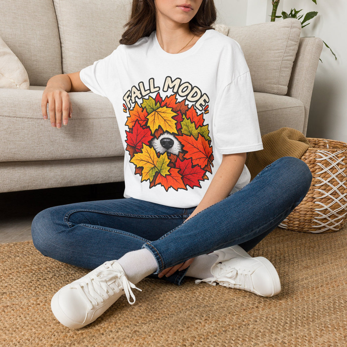 Fall Mode T-Shirt — Cute Bear Hidden in Autumn Leaves