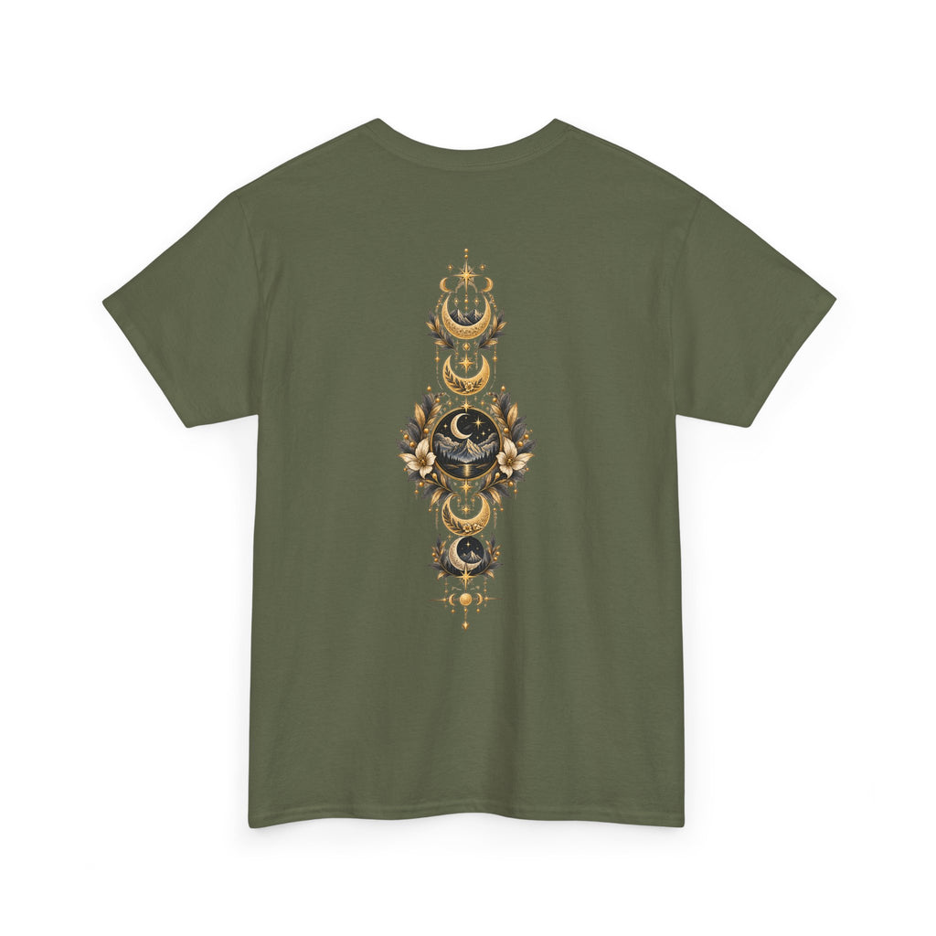 Lunaris Crescent Moon Mountain T‑Shirt — Vintage Celestial Graphic Tee