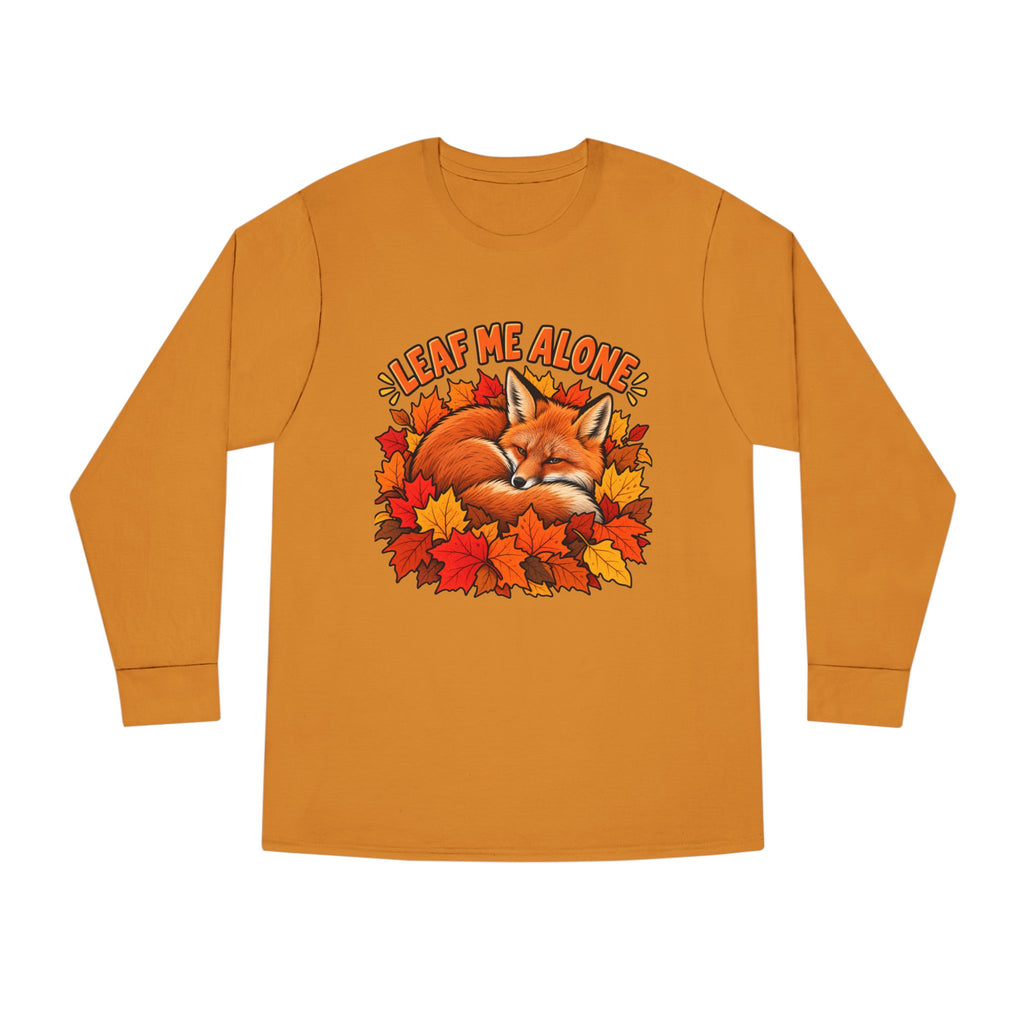 Cute Fox "Leaf Me Alone" Long Sleeve Tee — Autumn Leaves Cozy Shirt
