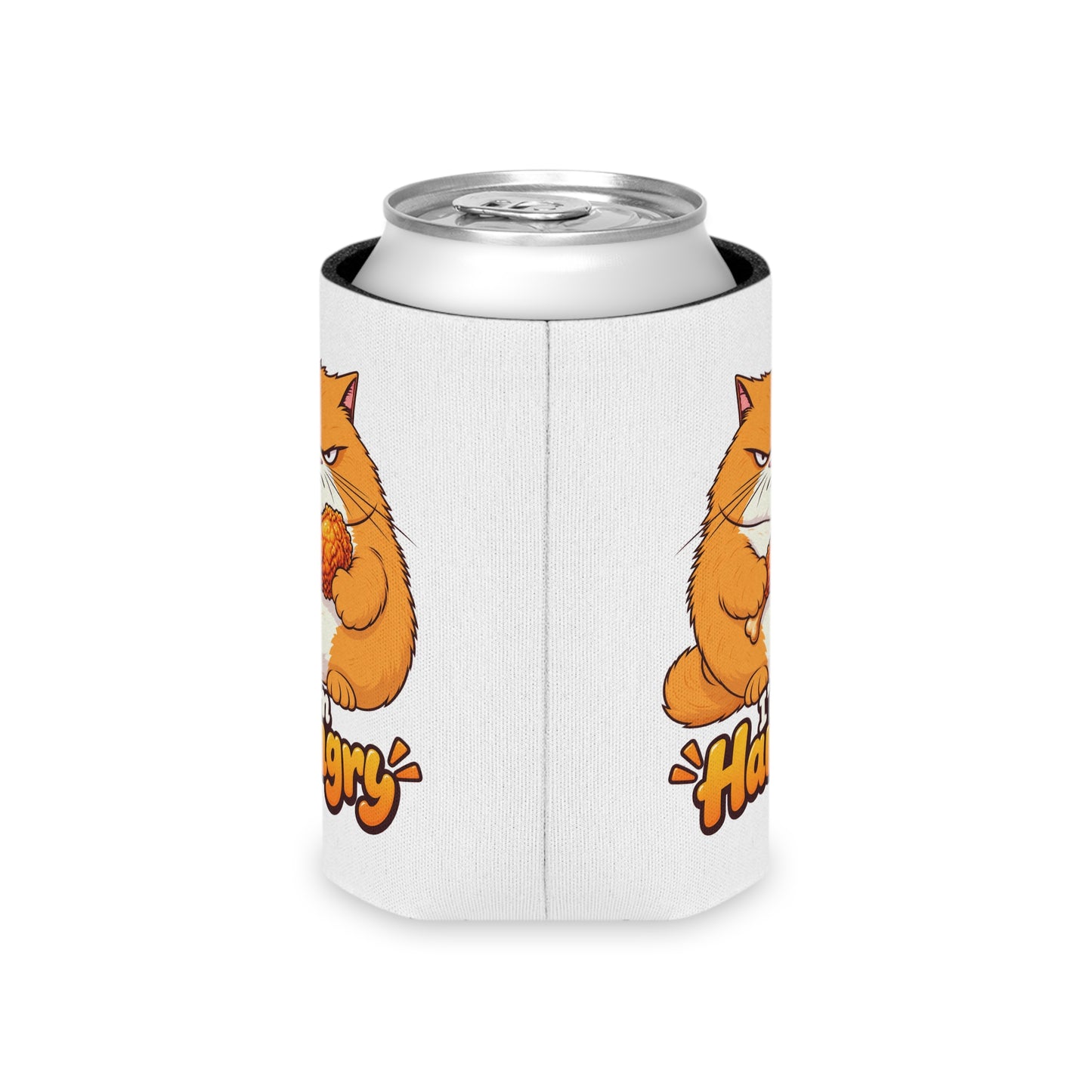 Can Cooler - 'I'm Hangry' Grumpy Cat Eating Chicken Insulated Koozie