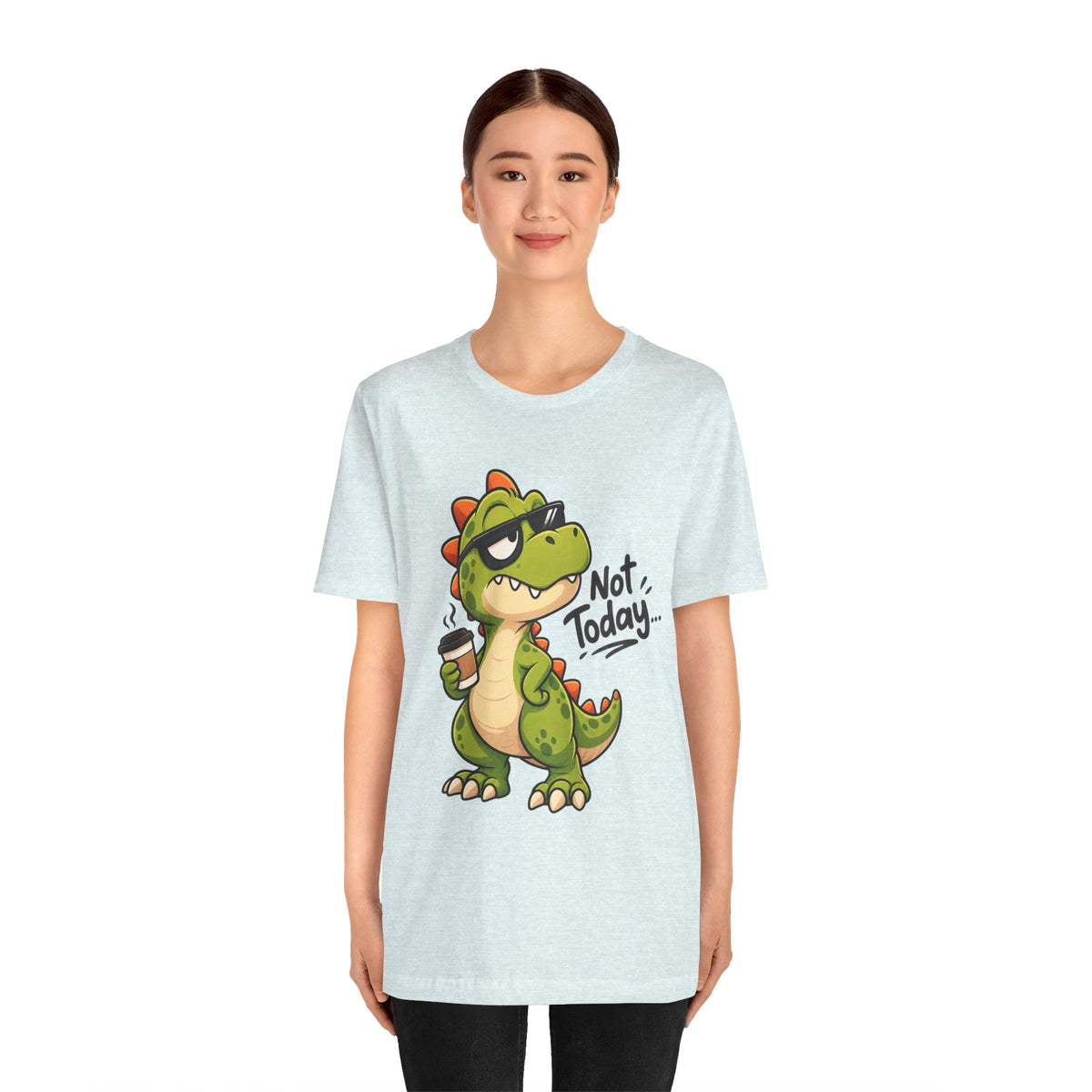 Not Today Dinosaur T‑Shirt — Funny Coffee Dino Graphic Tee