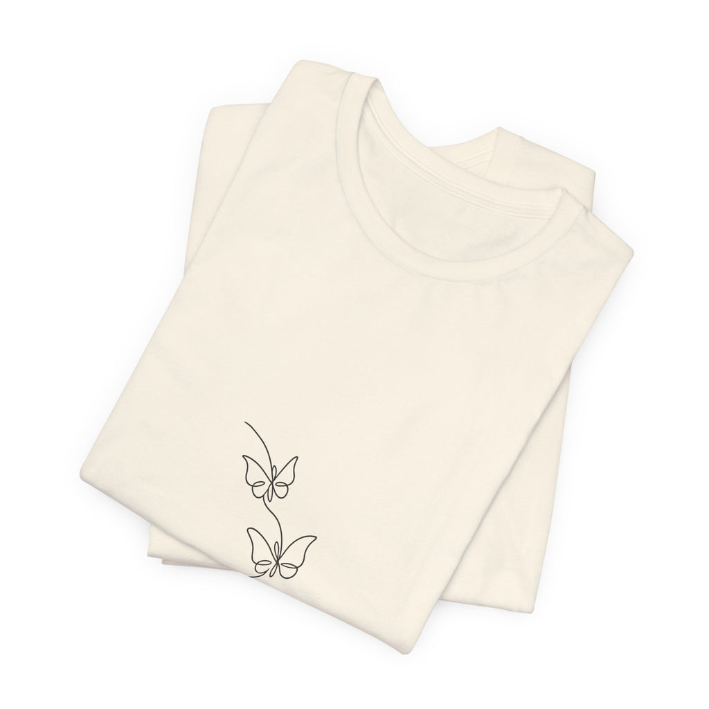 Butterfly Line Art Tee — Minimalist Three-Butterfly Graphic T-Shirt