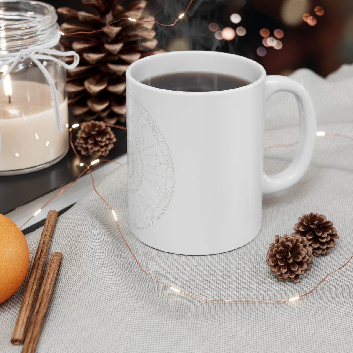 Zodiac Wheel 11oz White Mug — Subtle Astrology Horoscope Coffee Cup