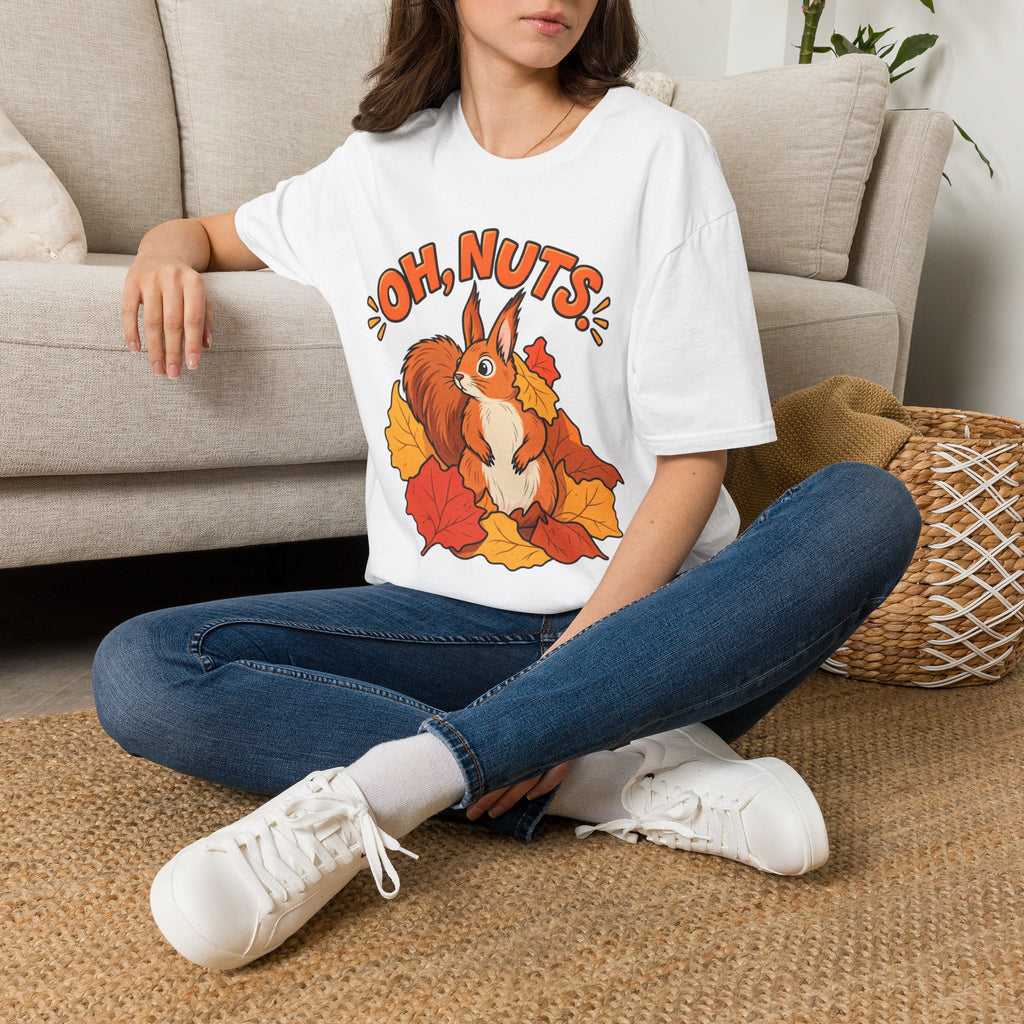 Oh, Nuts! Squirrel Tee — Cute Autumn Leaves Graphic T-Shirt
