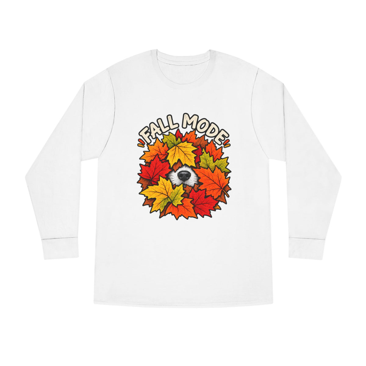 Fall Mode Long Sleeve Tee — Cute Sloth Hidden in Autumn Leaves